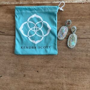 Kendra Scott parsons bright silver iridescent abalone earrings w/ teal Amazonite